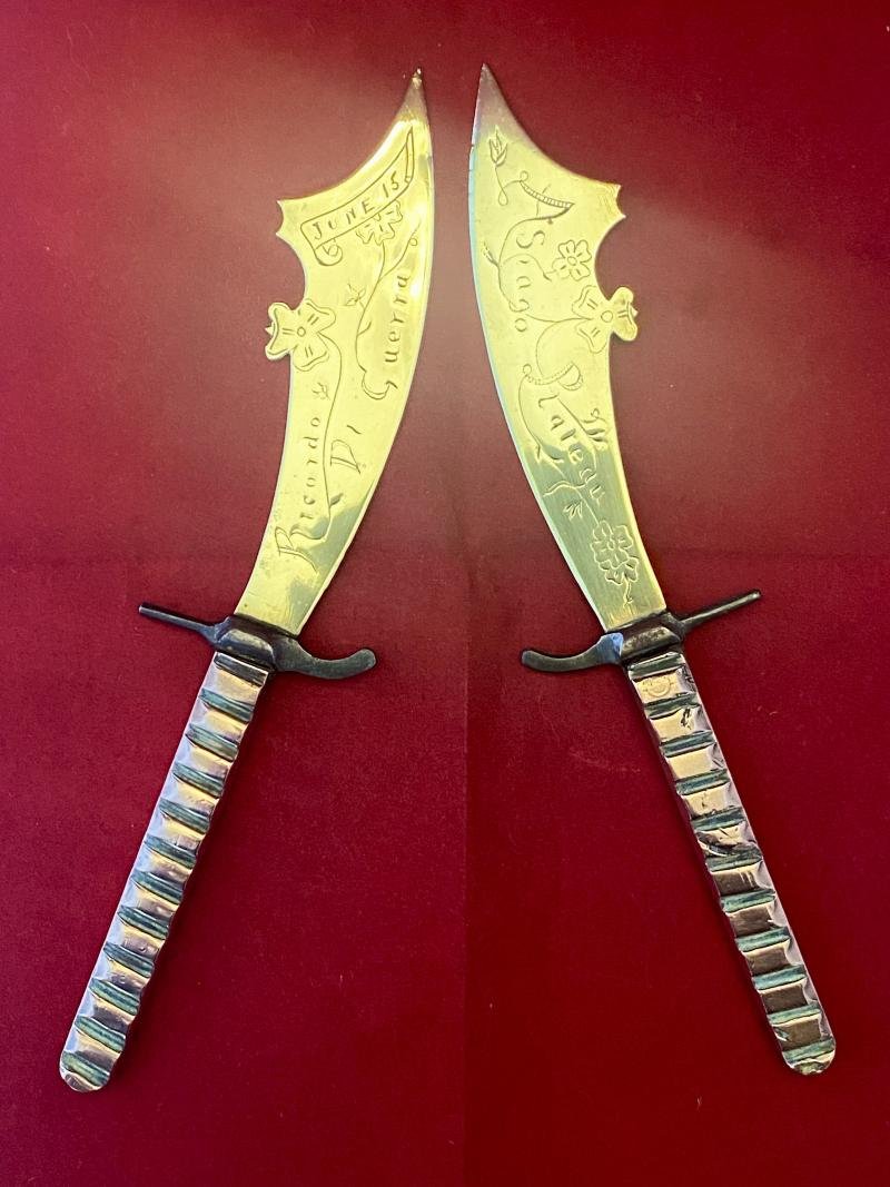 Pair of Italian WW1 Trench Art Letter Openers Commemorating the Battle of Solstice Italy - 15th June 1918 — image 2