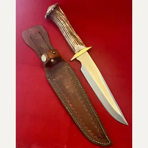Impressive Bowie Knife with Mint 7.4' Steel Blade and Stag …