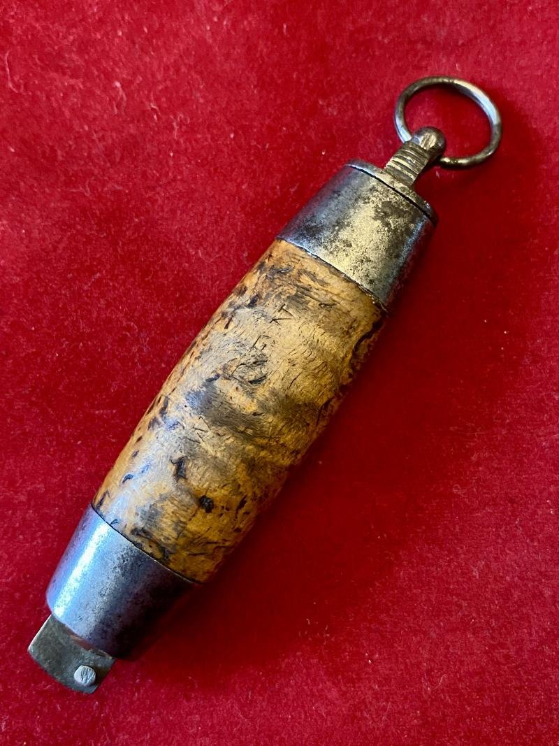 Miniature Antique Swedish Johan Engström of Eskilstuna - Curly Birch Barrel Knife with Concealed Folding Steel Blade — image 5