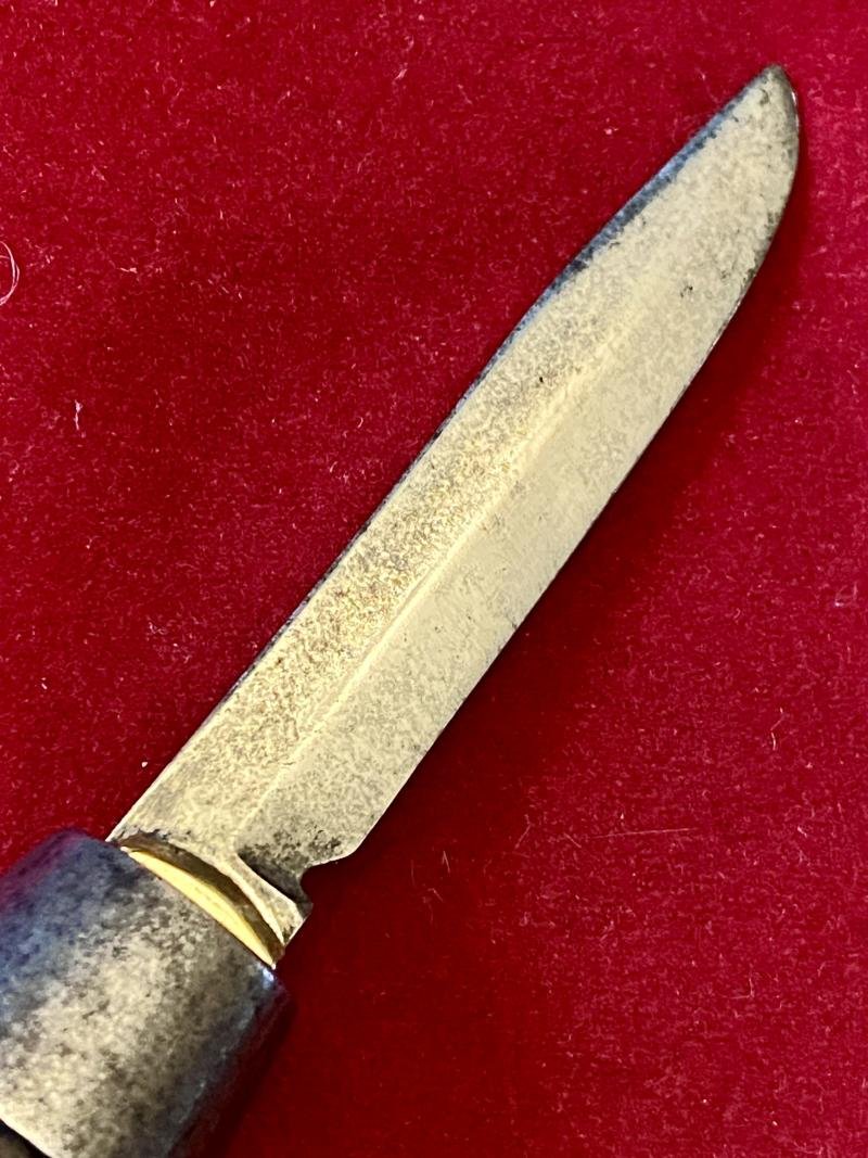 Miniature Antique Swedish Johan Engström of Eskilstuna - Curly Birch Barrel Knife with Concealed Folding Steel Blade — image 8