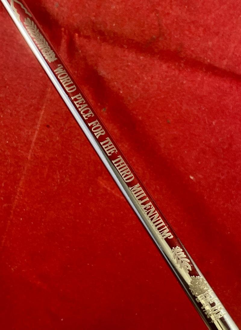 Rare Dual Commemorative 'Wilkinson Sword Ltd. Cramlington 1963-1999' and 'WORLD PEACE FOR THE THIRD MILLENNIUM' Miniature Sword by Wilkinson Sword – Mint in Box — image 10
