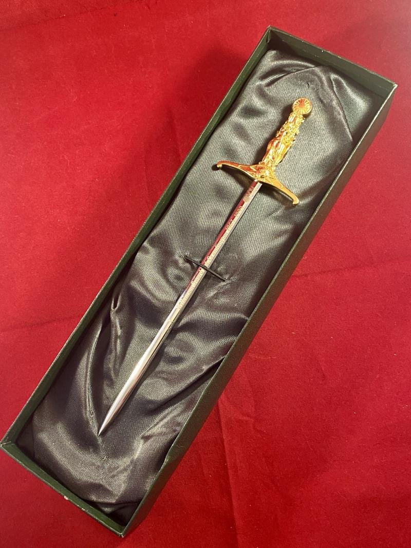 Rare Dual Commemorative 'Wilkinson Sword Ltd. Cramlington 1963-1999' and 'WORLD PEACE FOR THE THIRD MILLENNIUM' Miniature Sword by Wilkinson Sword – Mint in Box — image 2