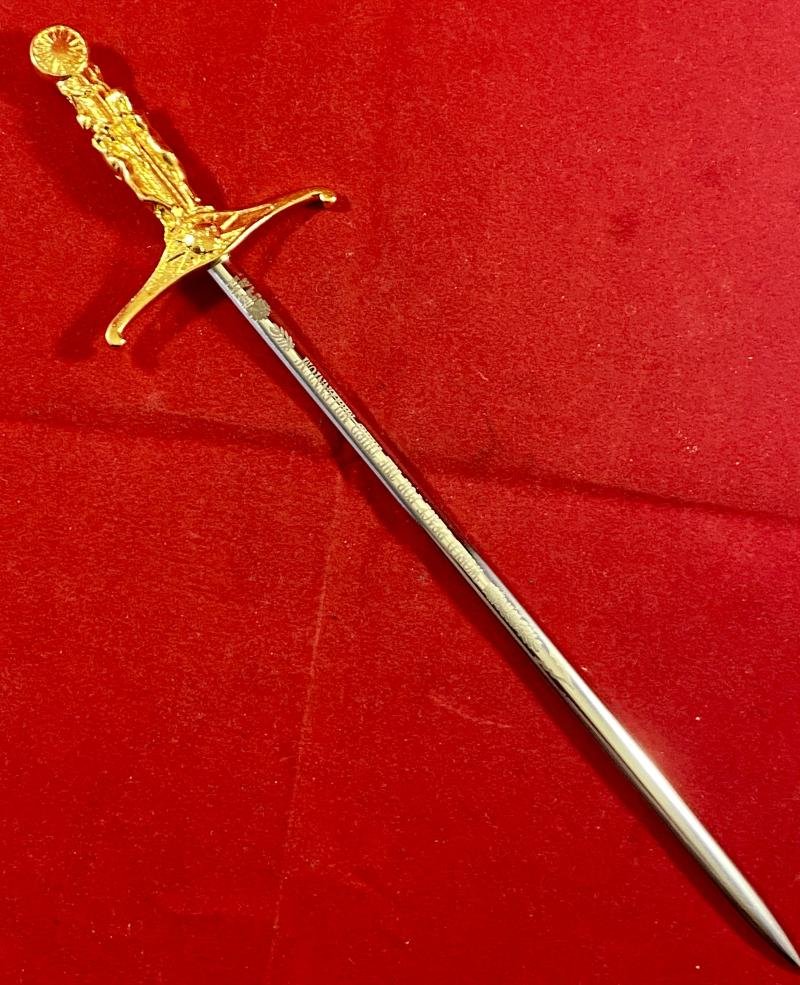 Rare Dual Commemorative 'Wilkinson Sword Ltd. Cramlington 1963-1999' and 'WORLD PEACE FOR THE THIRD MILLENNIUM' Miniature Sword by Wilkinson Sword – Mint in Box — image 5