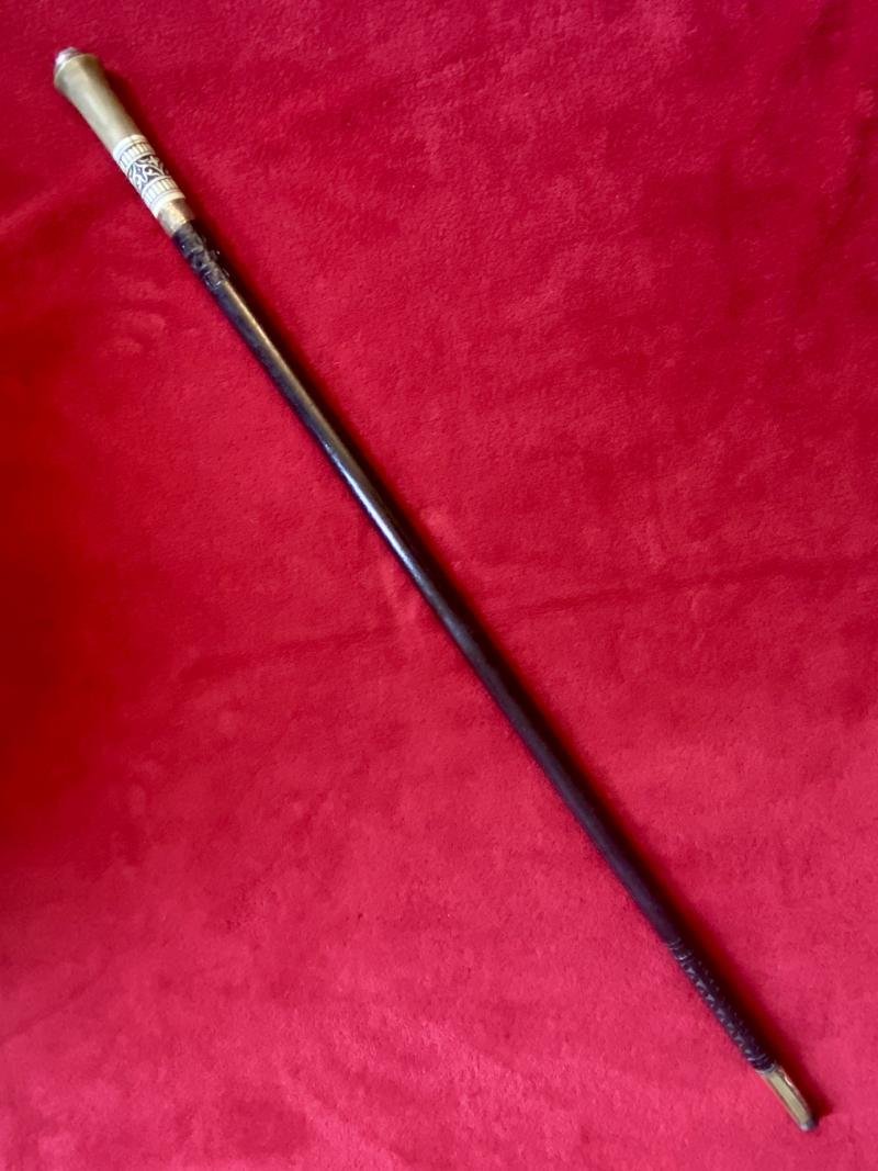 Antique Indian Sword Stick with Horn and Carved Bone Handle — image 2