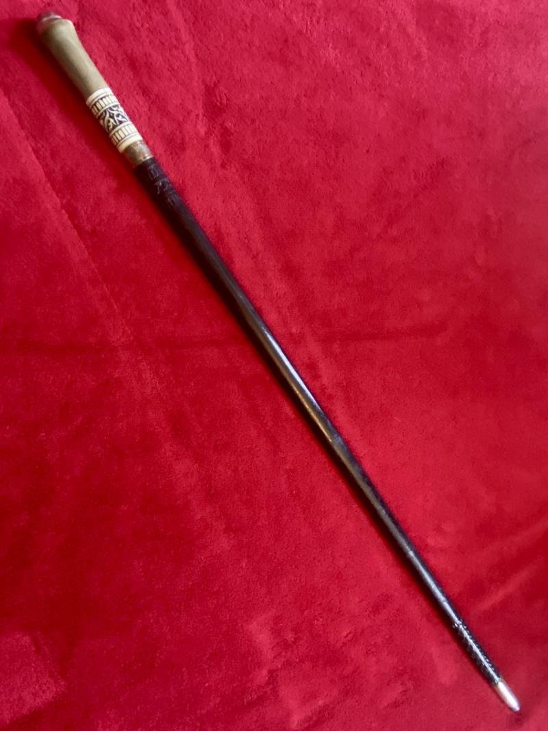 Antique Indian Sword Stick with Horn and Carved Bone Handle — image 5
