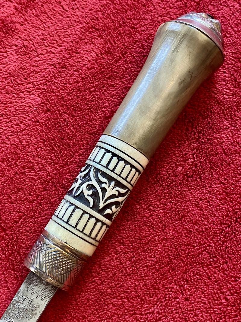 Antique Indian Sword Stick with Horn and Carved Bone Handle — image 9