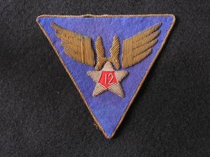 WWII USAAF 12th Air Force Officer's Patch In Bullion