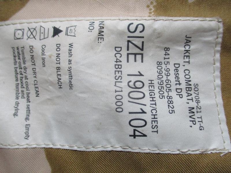 BRITISH ARMY DESERT DPM DDPM CAMO MVP goretex waterproof SMOCK coat 190/104 xl L — image 2