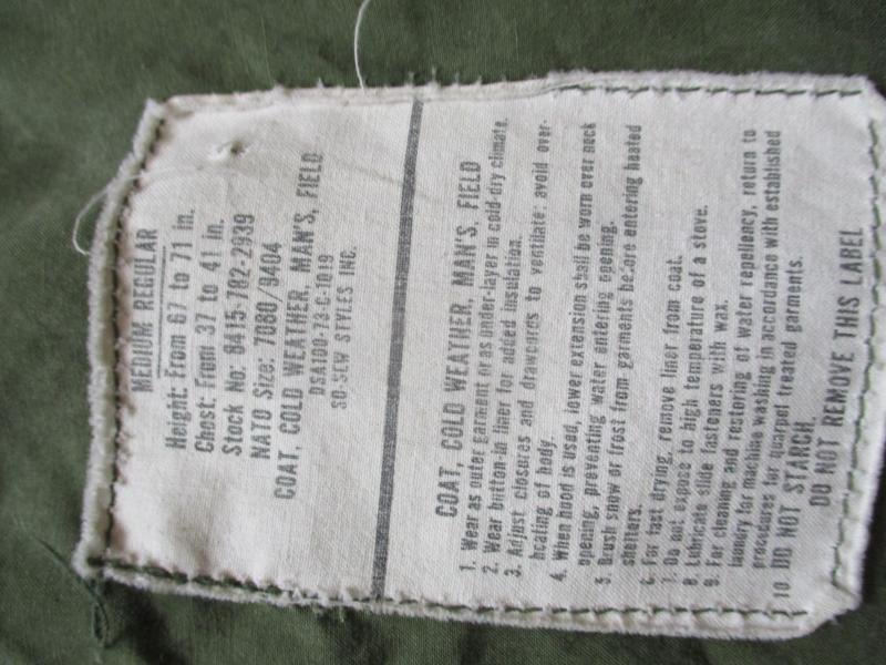 1973 genuine US ARMY ISSUE VIETNAM WAR OG 107 usa M65 COAT COMBAT jacket M R - L — image 2