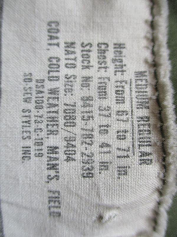 1973 genuine US ARMY ISSUE VIETNAM WAR OG 107 usa M65 COAT COMBAT jacket M R - L — image 3