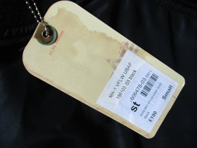 original ALPHA INDUSTRIES USA usaf MA1 bomber pilot JACKET COAT black SMALL reversible and inner vietnam war blood chit — image 2