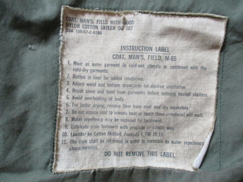 1967 genuine US ARMY ISSUE VIETNAM WAR OG 107 usa M65 COAT COMBAT jacket Large Long - xl — image 3