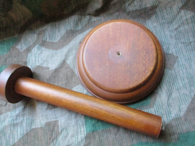 WW2 GERMAN HELMET display wooden STAND — image 3