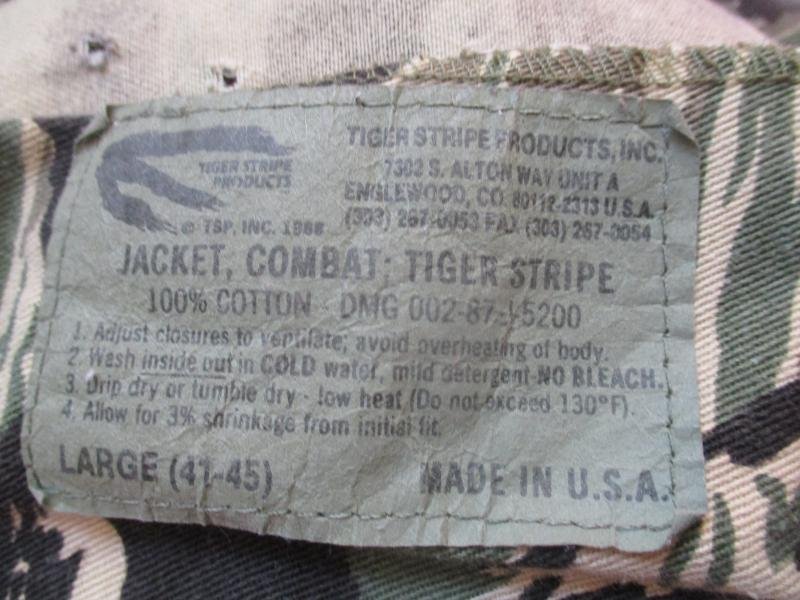 original 1987 TIGER STRIPE products usa VIETNAM WAR advisory JUNGLE SHIRT L - XL — image 3