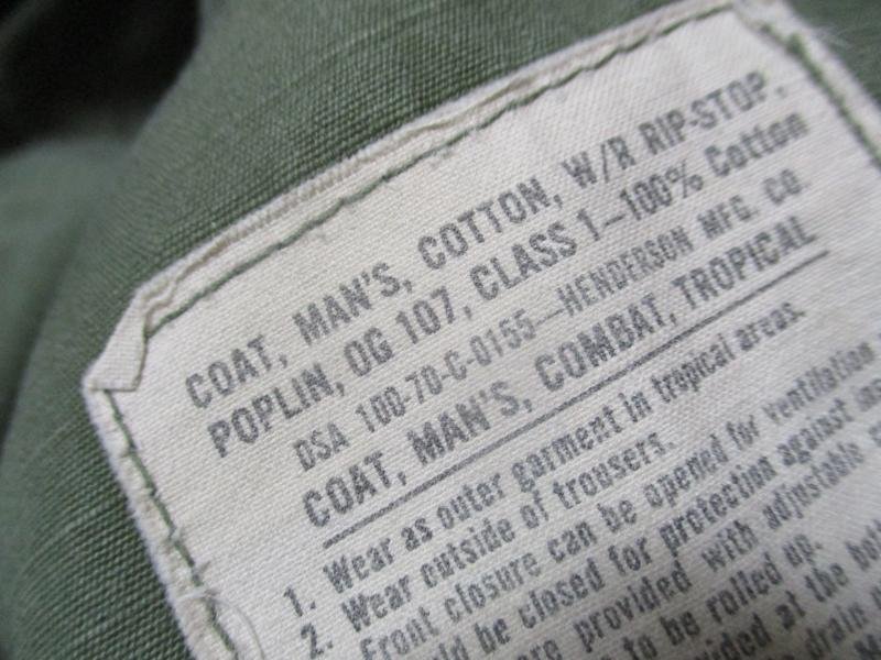 1970 VIETNAM WAR US ARMY SLANT POCKET OG107 GREEN Jungle combat JACKET COAT — image 3