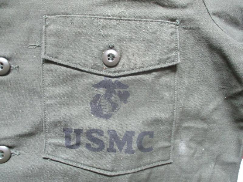 ORIGINAL 1975 US MARINES USMC Vietnam War OG 107 UTILITY COTTON SATEEN SHIRT XL — image 4
