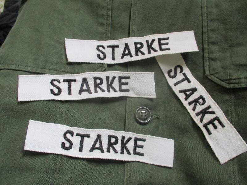 GENUINE M51 UNIFORM early VIETNAM WAR US ARMY white name TAPE badge STARKE — image 2