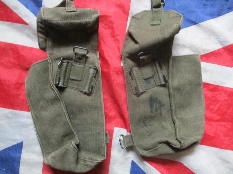pair of BRITISH ARMY ISSUE 58 PATTERN WEBBING right & left ammo POUCH 's Falklands War — image 2
