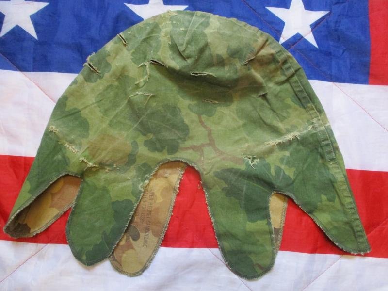 GENUINE 1973 US ARMY USMC issue Vietnam war m1 helmet cover Mitchell leaf camo — image 3