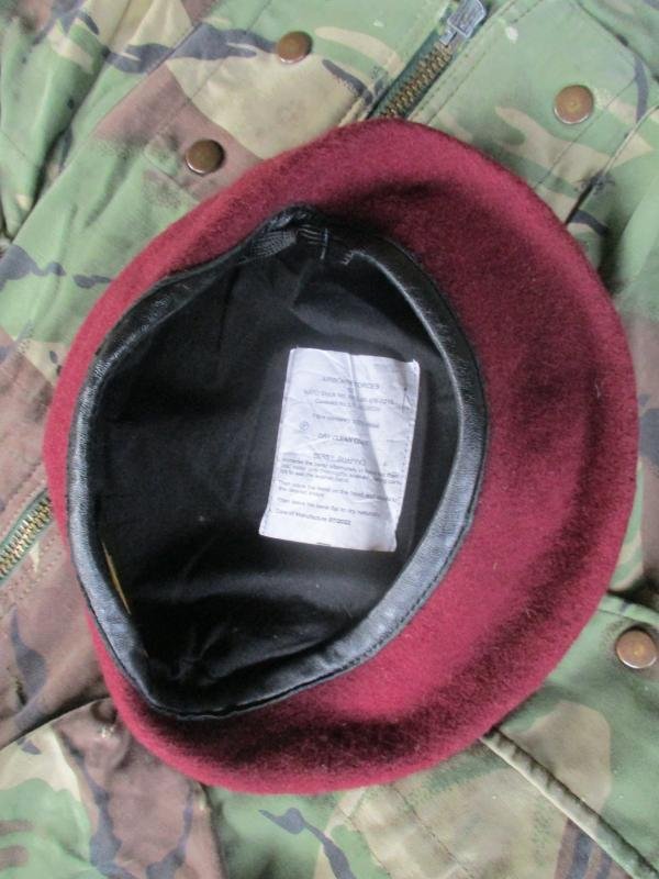genuine PARACHUTE REGIMENT AIRBORNE MAROON BERET leather band SHAPED used SMALL — image 2