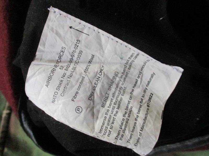 genuine PARACHUTE REGIMENT AIRBORNE MAROON BERET leather band SHAPED used SMALL — image 3