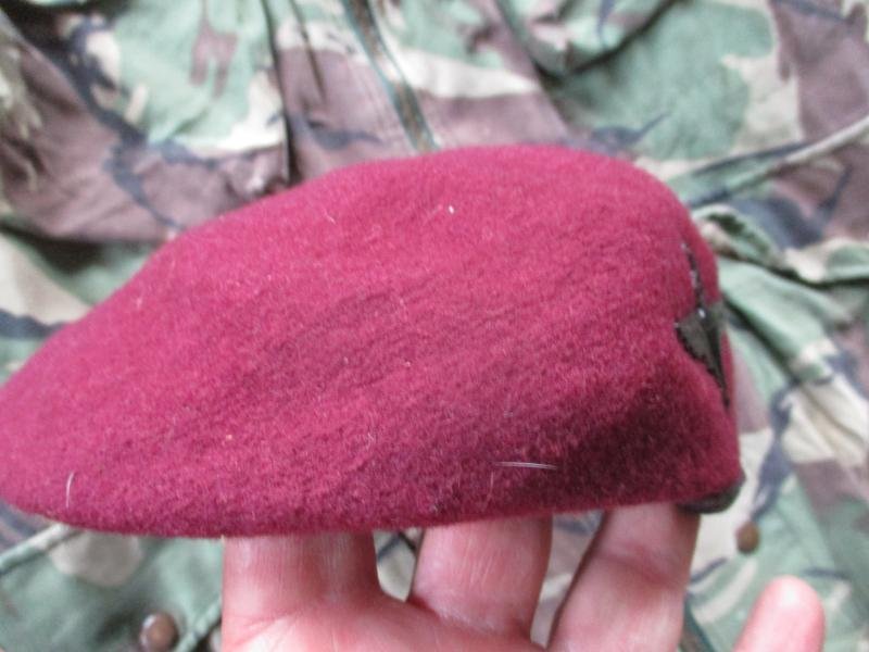 genuine PARACHUTE REGIMENT AIRBORNE MAROON BERET leather band SHAPED used SMALL — image 5