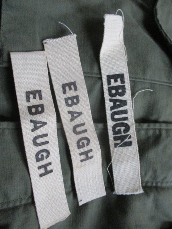 GENUINE M51 UNIFORM early VIETNAM WAR US ARMY white name TAPE badge EBAUGH — image 3