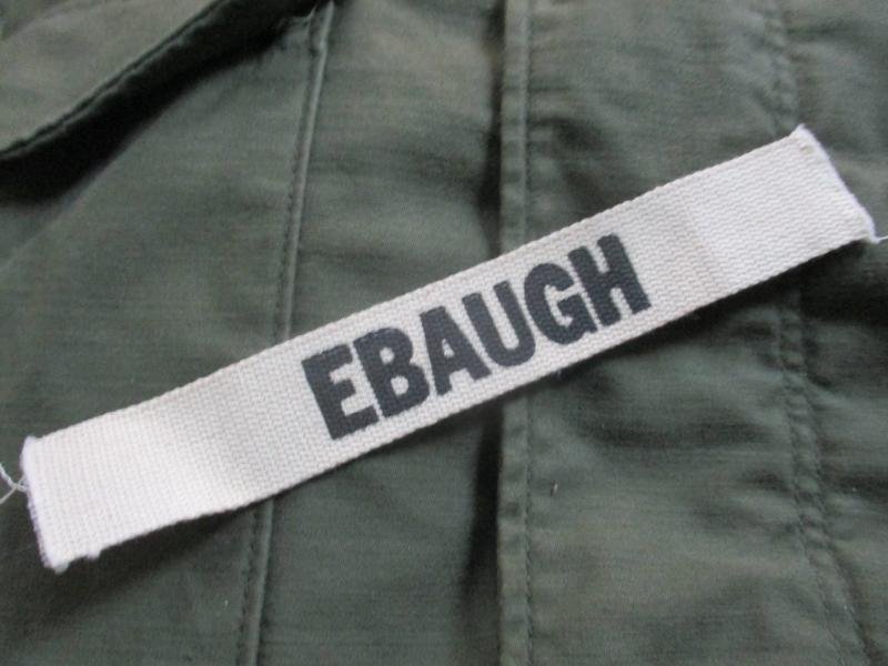 GENUINE M51 UNIFORM early VIETNAM WAR US ARMY white name TAPE badge EBAUGH — image 5