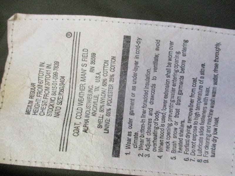 GENUINE alpha industries USA US ARMY M65 COAT COMBAT jacket VIETNAM WAR GREEN mr — image 2