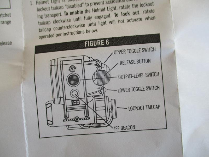 GENUINE SUREFIRE HELMET LIGHT blue & white light & irr — image 3