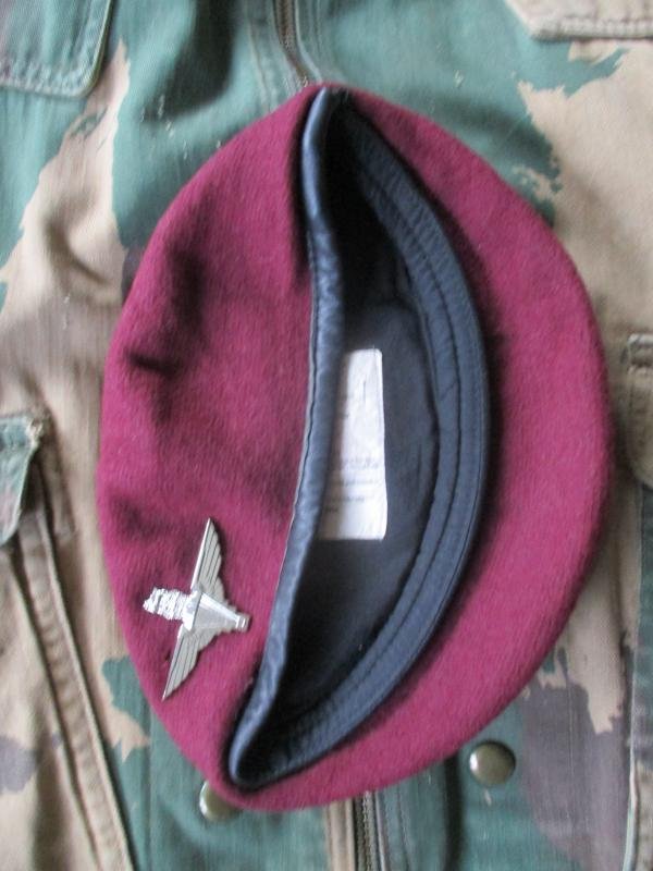 genuine PARACHUTE REGIMENT AIRBORNE MAROON BERET leather band SHAPED used 56cm M — image 2