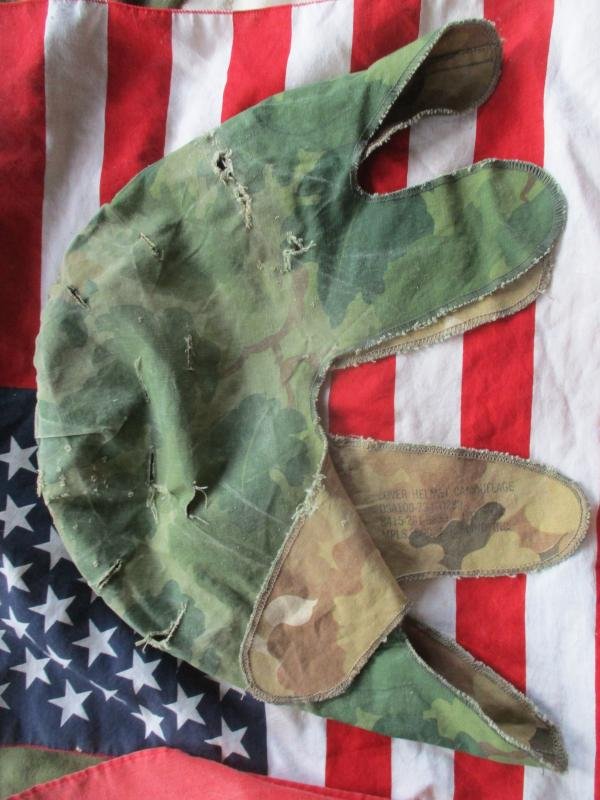 GENUINE 1973 US ARMY USMC issue Vietnam war m1 hElmet cover Mitchell leaf camo — image 3