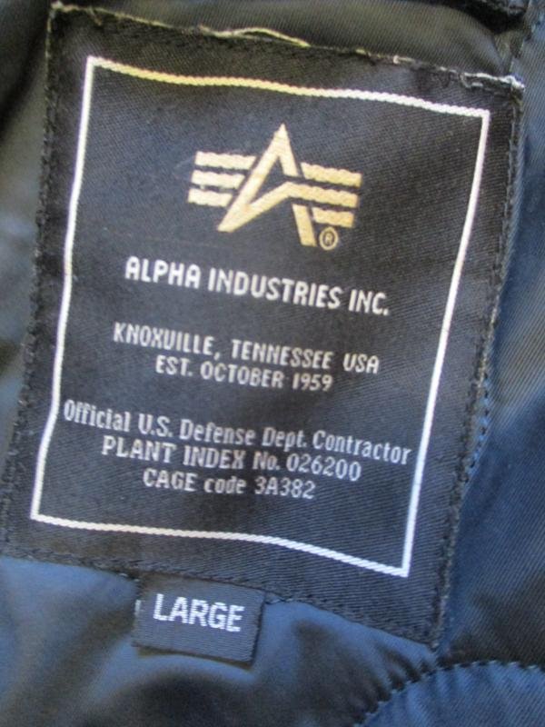 real ALPHA INDUSTRIES USAF USA CWU bomber pilot JACKET COAT top gun NAVY BLUE Large — image 2