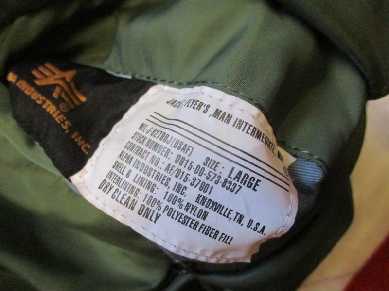 REAL ORIGINAL ALPHA INDUSTRIES USA MA1 bomber pilot JACKET COAT green LARGE — image 3
