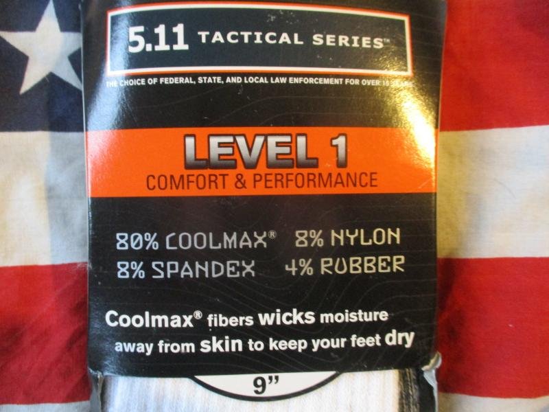 GENUINE 5.11 511 TACTICAL comat boot 9' coolmax SOCKS sf police leaf NEW WHITE — image 3