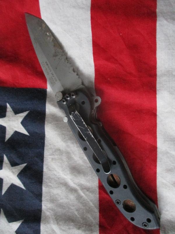 CRKT COLUMBIA RIVER KNIFE . made in usa . CARSON DESIGN M16 -12Z tanto blade part serated CLIP LOCK KNIFE — image 5