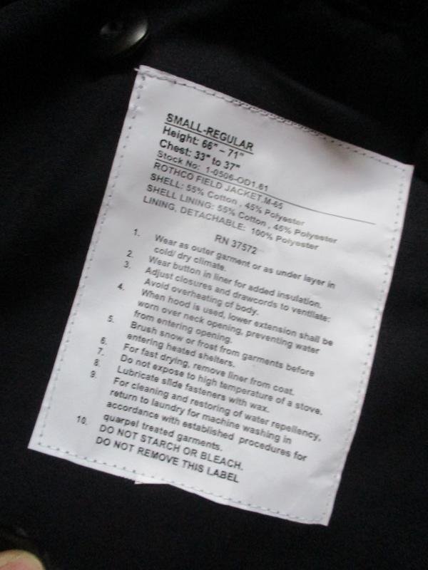 ROTHCO USA US ARMY black M65 field COAT combat jacket & LINER new S-R — image 3
