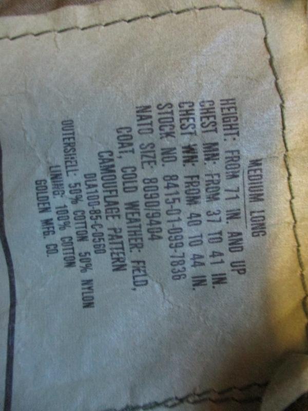 real 1985 US ARMY USA Issue WOODLAND CAMO CAMOUFLAGE M65 COAT COMBAT JACKET M-L — image 2