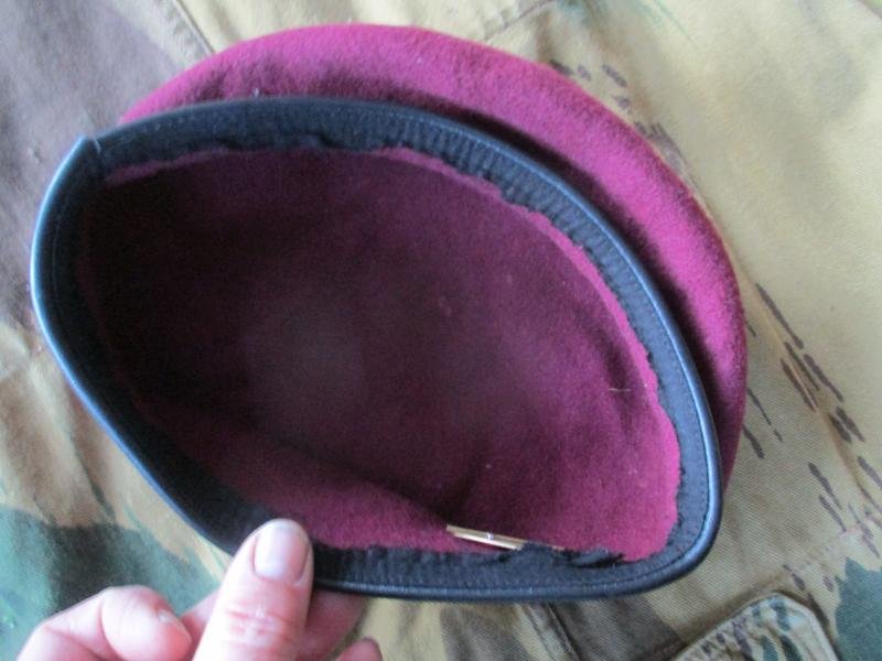 genuine PARACHUTE REGIMENT AIRBORNE MAROON BERET leather band SHAPED used 57cm M — image 3