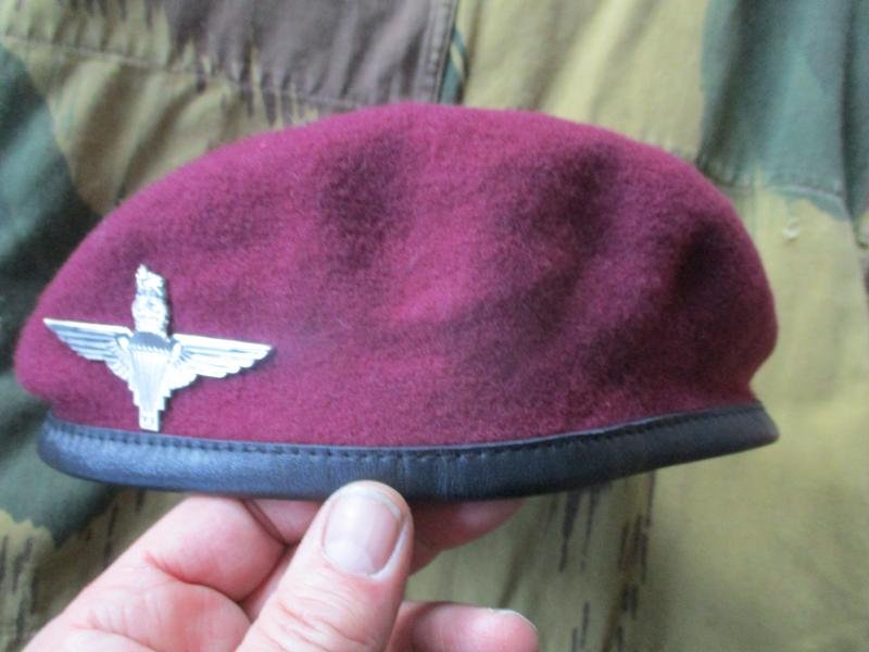 genuine PARACHUTE REGIMENT AIRBORNE MAROON BERET leather band SHAPED used 57cm M — image 5