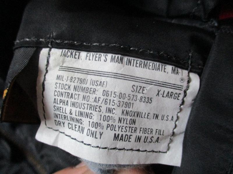 REAL ORIGINAL ALPHA INDUSTRIES USA MA1 bomber pilot JACKET COAT black XL — image 3