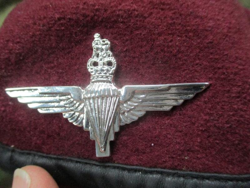 genuine PARACHUTE REGIMENT AIRBORNE MAROON BERET leather band SHAPED used 56cm — image 2
