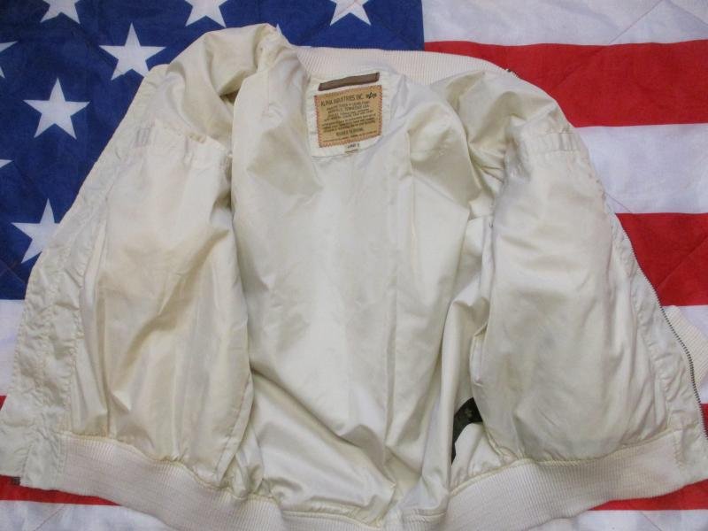 original ALPHA INDUSTRIES USA MA1 SUMMER Bomber pilot JACKET COAT white LARGE — image 3