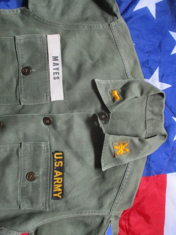 US ARMY M51 m 1951 OG 107 UTILITY SHIRT early VIETNAM WAR era LT OFFICER — image 2