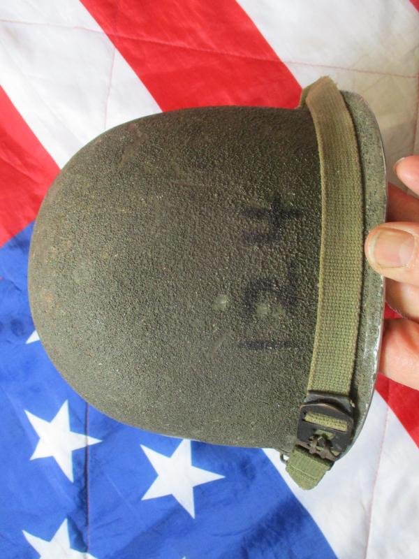 WW2 US ARMY front SEAM SWIVEL BALE m1 STEEL COMBAT helmet & WESTINGHOUSE LINER — image 3