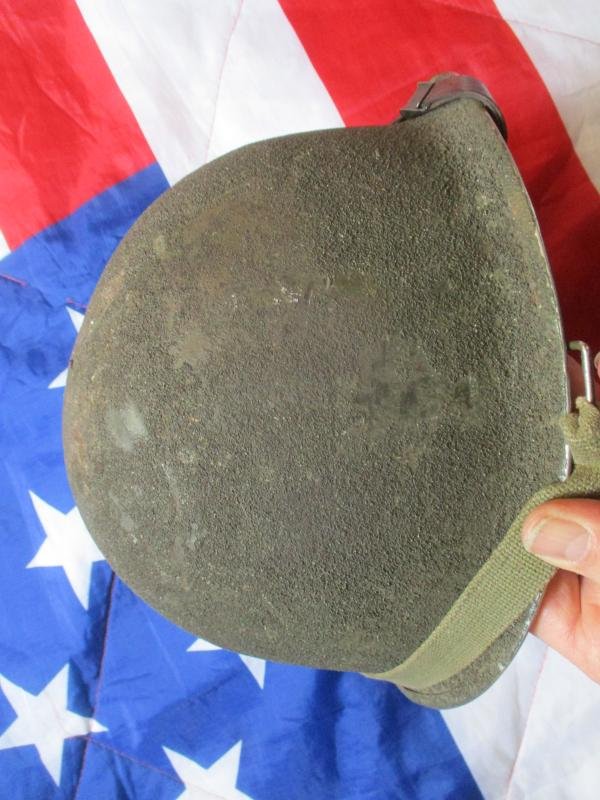 WW2 US ARMY front SEAM SWIVEL BALE m1 STEEL COMBAT helmet & WESTINGHOUSE LINER — image 4