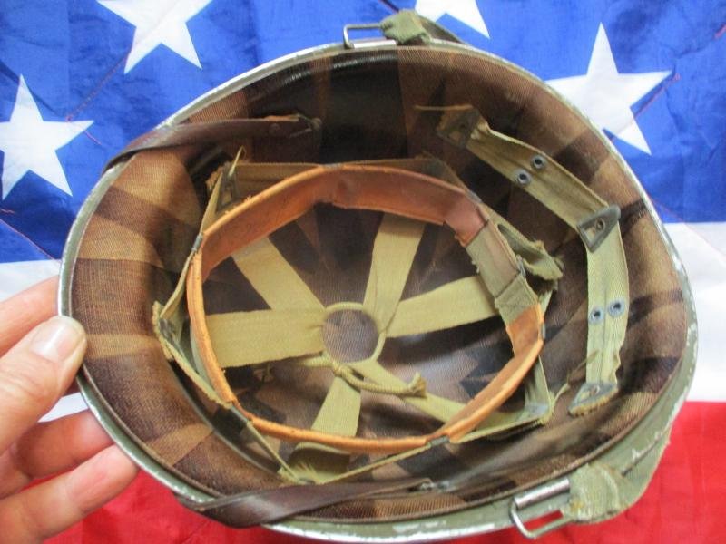 WW2 US ARMY front SEAM SWIVEL BALE m1 STEEL COMBAT helmet & WESTINGHOUSE LINER — image 5