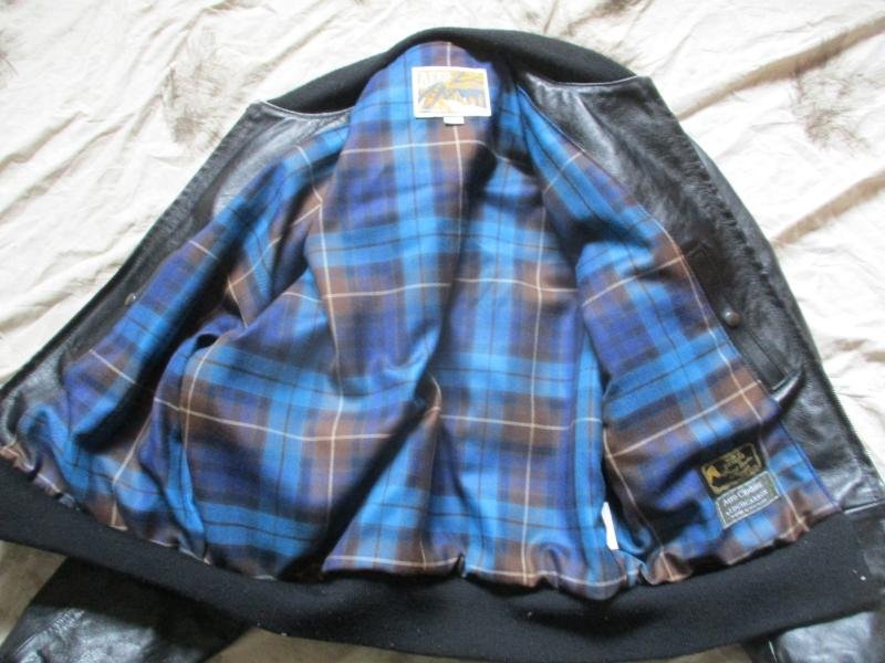 AERO LEATHER CO Scotland HORSEHIDE MA1 AVIATOR BOMBER STYLE JACKET COAT BLACK 46 L -XL — image 2