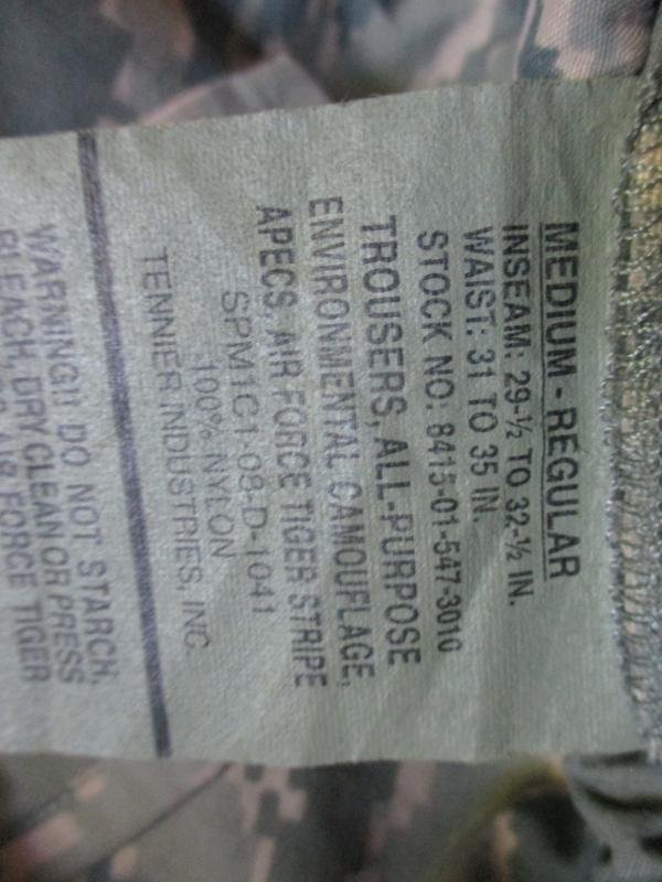 USAF US AIR FORCE ISSUE gore tex waterproof APECS tiger stripe abu CAMO TROUSERS — image 2