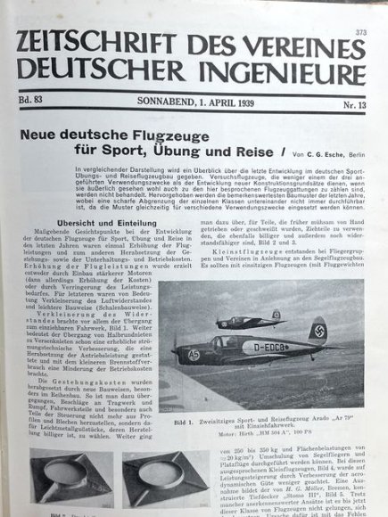 Original 1939 German Bound Journal of the Association of Engineers Magazine Book — image 28